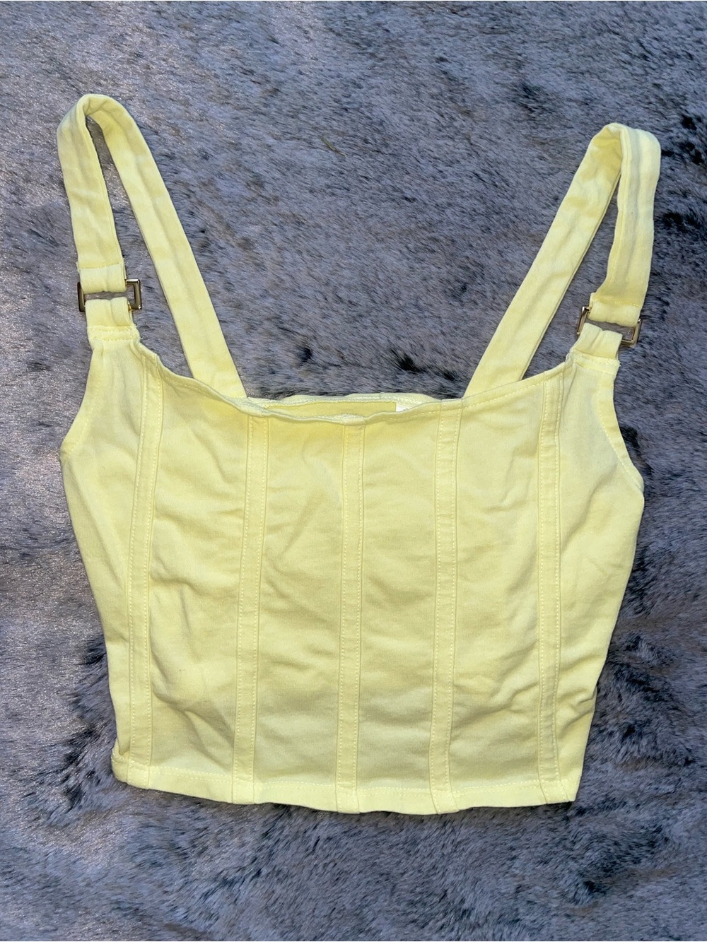 Pacsun butter yellow corset top tank top women’s S small crop top panel cropped